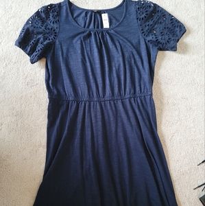 NWT Talbots 1Xp Navy Cap Sleeve Cotton Blend Dress